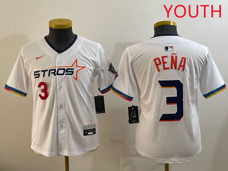 Youth Houston Astros 3 Pena White Fourth generation Joint Name 2025 Nike MLB Jersey style 7